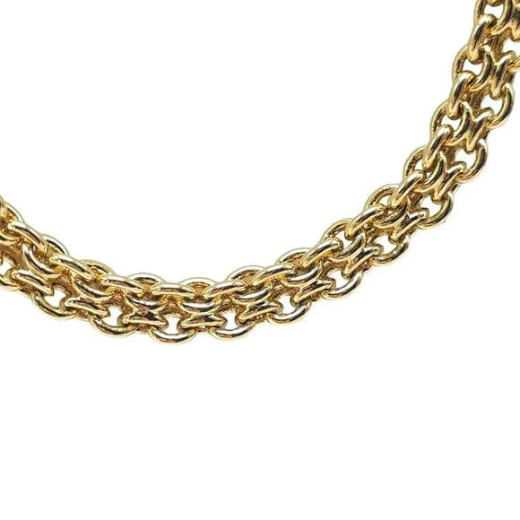 Monet Chunky Chain Long Necklace Fold Over Clasp Gold Tone Vintage 16 in - Picture 3 of 5
